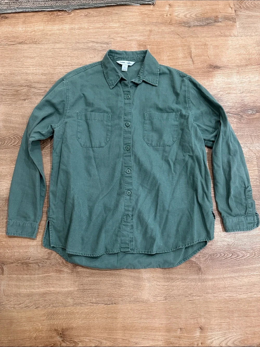 Old Navy Women's Long-Sleeve Button-Down Shirt - Olive Green